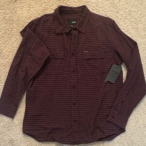 Hurley Men's Burgundy Striped Button-Down Shirt